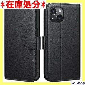 Peakally iPhone 15 用 ケース 手帳 ト スタンド機能 TPU耐衝撃保護 カード収納 ブラック 1262