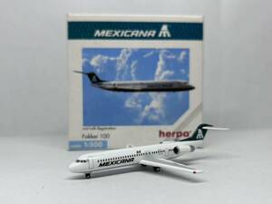 1/500 Herpa Mexicana Fokker 100 PH-LXGmekisi Carna aviation Mexico fo car 