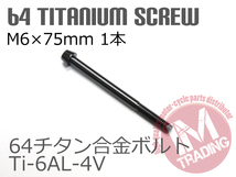 64チタン合金ボルト テーパー GR5 M6×75mm P1.0 1本 ブラック 黒ゆうパケット対応 Ti-6Al-4V エンジン回りのドレスアップに_画像2