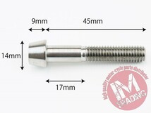 64チタン合金ボルト テーパーキャップ M8×45mm P1.25 1本 ゆうパケット対応焼き色なし Ti-6Al-4V_画像3