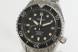 1円~【824】実働 SEIKO／セイコー 5R66-0AD0 プロスペックス マリーンマスター スプリングドライブプロフェッショナル 自動巻き 黒文字盤 