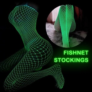  this season new work night light UV fluorescence green fish net shoulder shoulder attaching type body stockings hole costume play clothes Night wear 