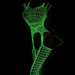  this season new work 002 night light UV fluorescence green shoulder shoulder suspenders body stockings hole costume play clothes Night wear 