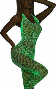  this season new work 6611 night light UV fluorescence green halter-neck type body stockings hole costume play clothes Night wear 