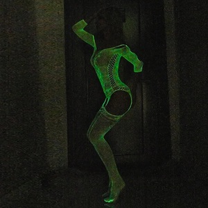  this season new work 6621 night light UV fluorescence green short sleeves suspenders type body stockings hole costume play clothes Night wear 