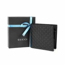 新品未使用品 GUCCIグッチ二つ折り財布 グッチシマ レザー ブラック 150413 本物 正規品 GUCCI直営店購入品_画像1