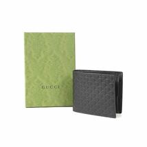 新品未使用品 グッチ GUCCI 二つ折り財布 メンズ 544472グッチシマ レザー ブラック 本物 正規品 GUCCI直営店購入品_画像1