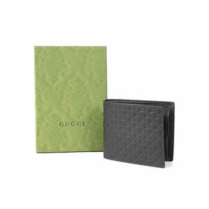 新品未使用品 グッチ GUCCI 二つ折り財布 メンズ 544472グッチシマ レザー ブラック 本物 正規品 GUCCI直営店購入品