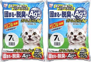 アイリスオーヤマ 猫砂 クリーン&フレッシュ Ag+ 脱臭効果 7L×2袋 (まとめ買い)