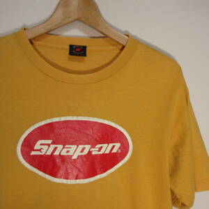 90s　USA製　Snap-on　スナップオン　ビンテージTシャツ　からし色　表記サイズM　送料230円