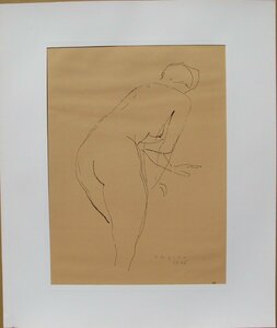 イタリア彫刻界の代表的巨匠,マリノ・マリーニのミクストメディア版画「nudo da dietro,1945　No33」シートのみ,HARRY N.ABRAMS版,1968年