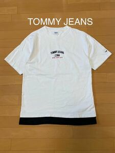 TOMMY JEANS トミー ジーンズ Tシャツ 半袖 ホワイト ロゴ刺繍 メンズ Mサイズ