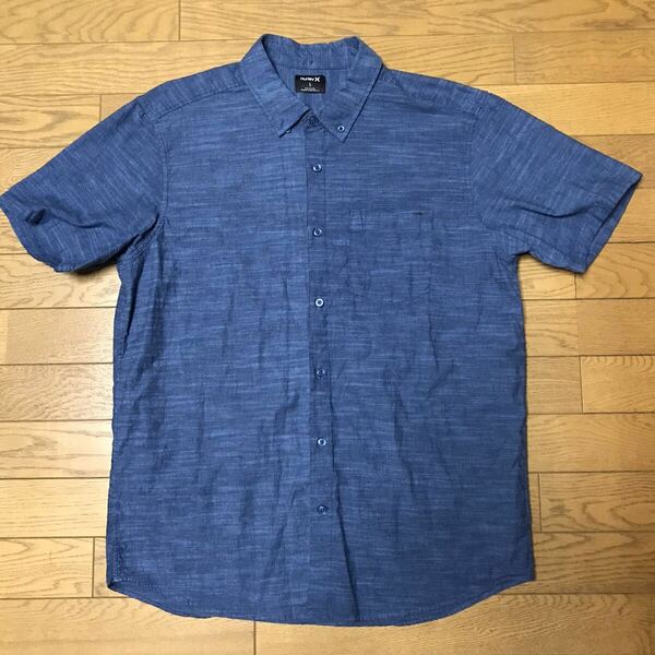 Hurley MEN’S SHORT SLEEVE SHIRTS (COTTON-98%) size-L(着丈75身幅57) 中古(超美品) 送料無料 NCNR