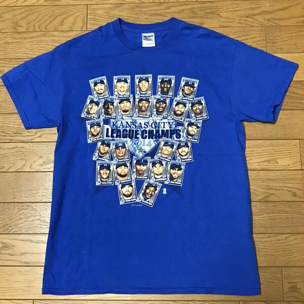 MLB KANSAS CITY ROYALS “2014 LEAGUE CHAMPS” MEN’S SHORT SLEEVE T-SHIRTS size-M(着丈67身幅49) 中古(美品) 送料無料 NCNR