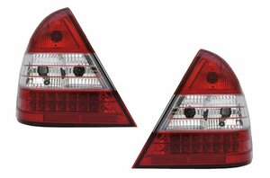 [新品 最安保証] LED テールランプ テールライト クロームインナー レッド＆クリスタルレンズ 94-00 Ｍベンツ W202 Cクラス 左右セット