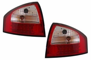 [新品 最安保証] LED テールランプ テールライト クロームインナー レッド＆クリスタルレンズ 97-04 アウディ A6　左右セット