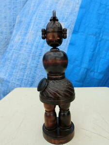 【1円～】木彫　男性像 こけし 侍 置物 飾り 民芸品 人形 オブジェ