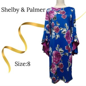 ★タグ付き未使用★Shelby&Palmer　フリルスリーブワンピース　ブルー 花柄