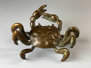 古美術 古銅 銅製 置物 蟹 カニ 茶道具 香道具 インテリア置物