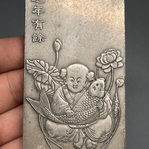 中国美術 時代物 文鎮 刻印あり 古玩 浮き彫り 厚重 文房 極細工 掛件