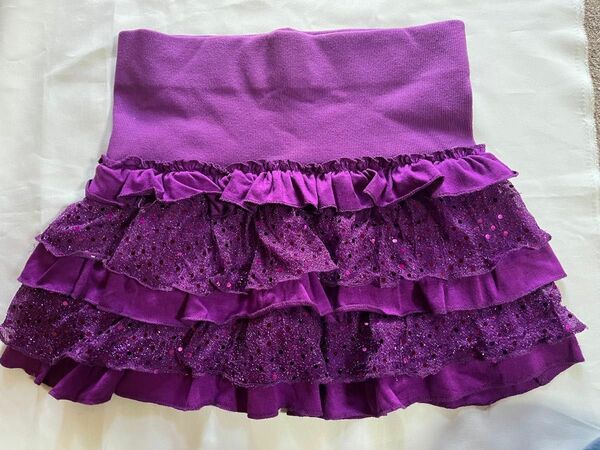 COLZA フリルミニスカート　スパンコール風キラキラ　パープル　紫