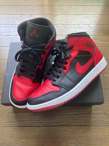 【美品】Nike Air Jordan 1 Mid "Bred" 27.5cm 554724-074 