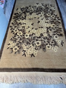 絨毯 中国 手織り プレーベル 元宝緞通 天然色羊毛100% 91×152 名工作品 カーペット ラグ マット