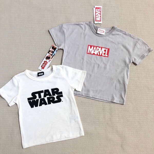 100cm マーベルとスターワォーズ 半袖Tシャツ 二枚セット 新品未使用