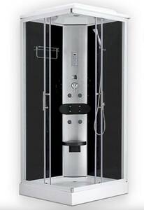 シャワーユニット LU1209-CP BLACK 透明・曇ガラス 90x90x215h 格安 背中のマッサージ器付き！ LEDライト コントロールパネル付き