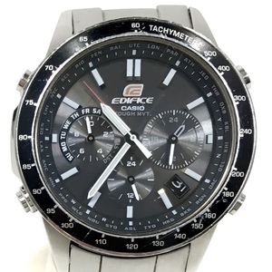 *CASIO EDIFICE EQW-550 radio wave solar men's wristwatch Date black face black Casio Edifice operation goods 