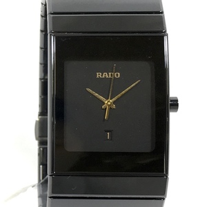 ＊【電池交換済】RADO DIASTAR 152.0347.3 クォーツ QZ メンズ 腕時計 デイト スクエア 黒文字盤 ブラック ラドー ダイヤスター