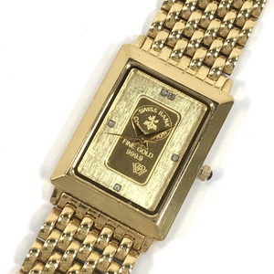 ＊【電池交換済】SWISS BANK 1g インゴット ウォッチ FINE GOLD K24 999.9 SK-141-R 5Pダイヤ メンズ クォーツ QZ ゴールド文字盤 腕時計