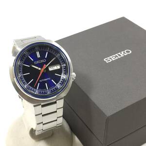 ＊SEIKO 4R36-06F0 オートマチック 自動巻 24石 メンズ 腕時計 デイデイト 裏スケルトン 青文字盤 ブルー系 セイコー 稼働品 箱付き