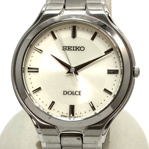 *[ battery replaced ]SEIKO DOLCE Dolce 8J41-0A10 Seiko QZ men's wristwatch silver color white face quartz 