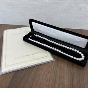 真珠総合研究所 アコヤ養殖 真珠 鑑別書 パール ネックレス 無調色 ナチュラルホワイト 8.0-8.5mmの画像1