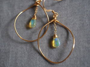 14kgfechio Piaa production Precious opal simple earrings k14gf gem birthstone Power Stone hand made jewelry 