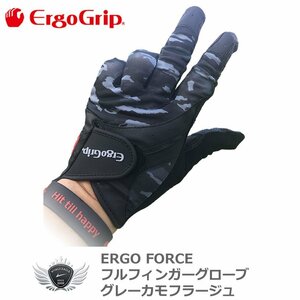 ERGO FORCE フルフィンガー男女兼用ゴルフグローブ グレーカモフラージュ 左手用 EGO-1902 左手用 21cm[48121]