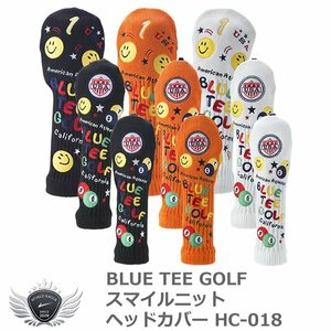 BLUE TEE GOLF ブルーティーゴルフ スマイルニットヘッドカバー HC-018 ホワイト/UT用[49059]