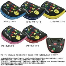 BLUE TEE GOLF ブルーティーゴルフ スマイル＆ピンボール マレットパターカバー ホワイト/イエロー[34111]_画像2