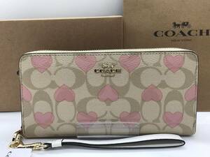 訳あり新品未使用COACH 長財布　ハートプリント　レディース