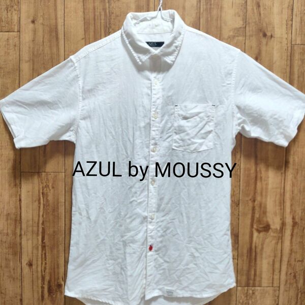 アズール AZUL by MOUSSY 半袖 シャツ 白シャツ カジュアルシャツ 白 シャツ