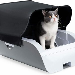【専門】猫 自動トイレ 大きいサイズ猫対応 内蔵バッテリー付き ネコトイレ ワイド フード付き ニオイの広がり防止