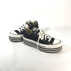 王道デザイン コンバース CONVERSE ALL STAR ローカット スニーカー 24.5cm ブラックxホワイト 厚底 シューズ 靴 スタッズ