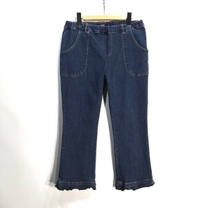  Old that time thing Pink House PINKHOUSE frill design cropped pants Easy Denim pants L indigo jeans is .. height ankle 