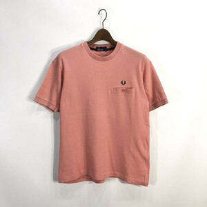  Old rare design Fred Perry FRED PERRY month katsura tree . Logo old tag short sleeves deer. . cut and sewn S pink cut and sewn polo-shirt T-shirt 