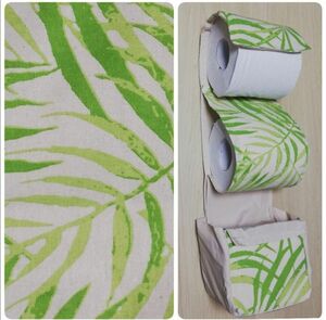 ●観葉植物　ボタニカル柄　ポケット付き　トイレットペーパー ホルダー カバー　葉