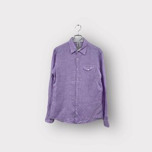 0FLANDERS LINEN0 TK tea ke- Takeo Kikuchi long sleeve shirt plain purple size 3 tops men's Vintage ne