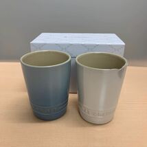 y051610m ル・クルーゼ(Le Creuset) 陶器 タンブラー 240 ml コースタルブルー ホワイトラスター 耐熱 耐冷 電子レンジ オーブン 対応_画像1