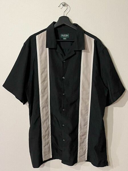 VINTAGE / David Taylor / SSオープンカラーシャツ/ SIZE:XL / BLACK /デビッド・テイラー /半袖シャツ /ロカビリー /ヴィンテージ / OLD