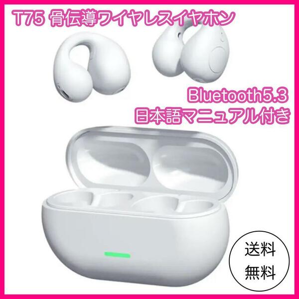 新品　T75 Bluetooth イヤーフック　ワイヤレスイヤホン　ホワイト